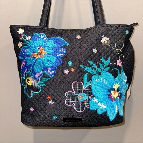 NWT - Vera Bradley Embroidered Denim Navy Small Tote - Picture 10 of 10